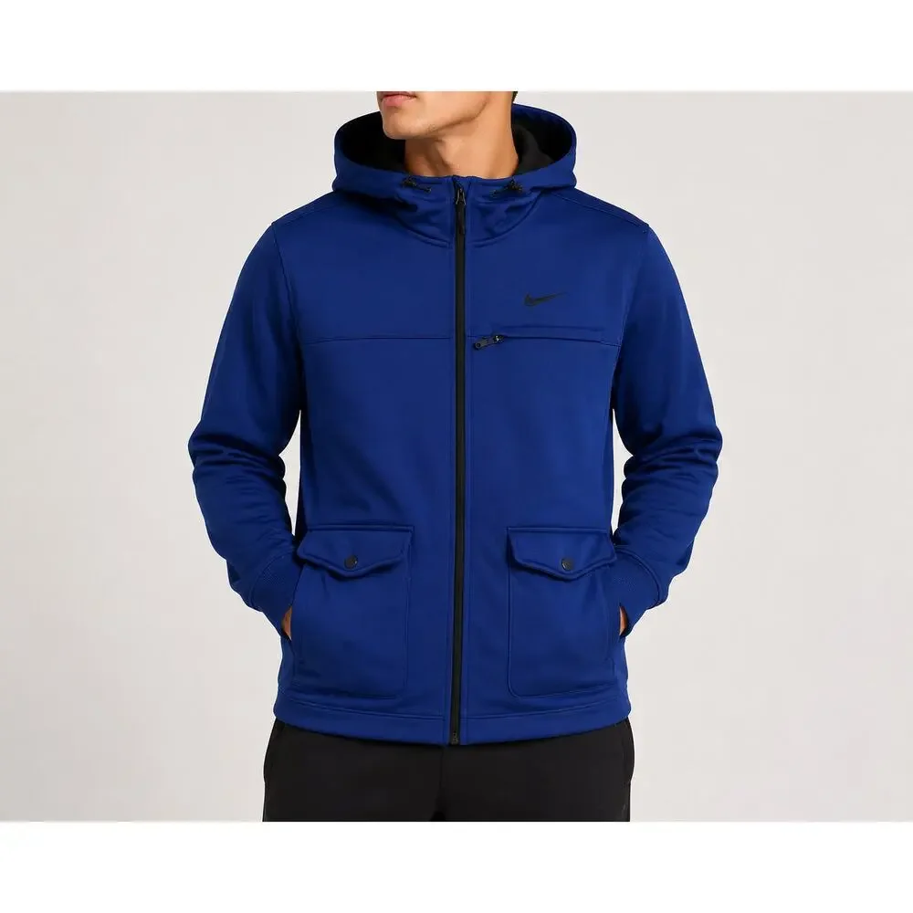 Nike Athletic Dept Full Zip Hooded Jacket Blue Men's M Soft Shell Pockets